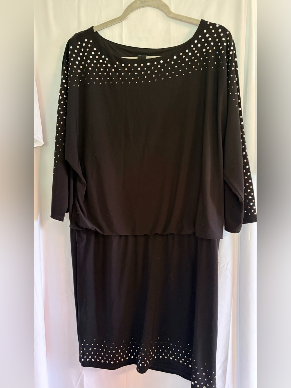 White House Black Market Black Long Sleeve Studded Dress